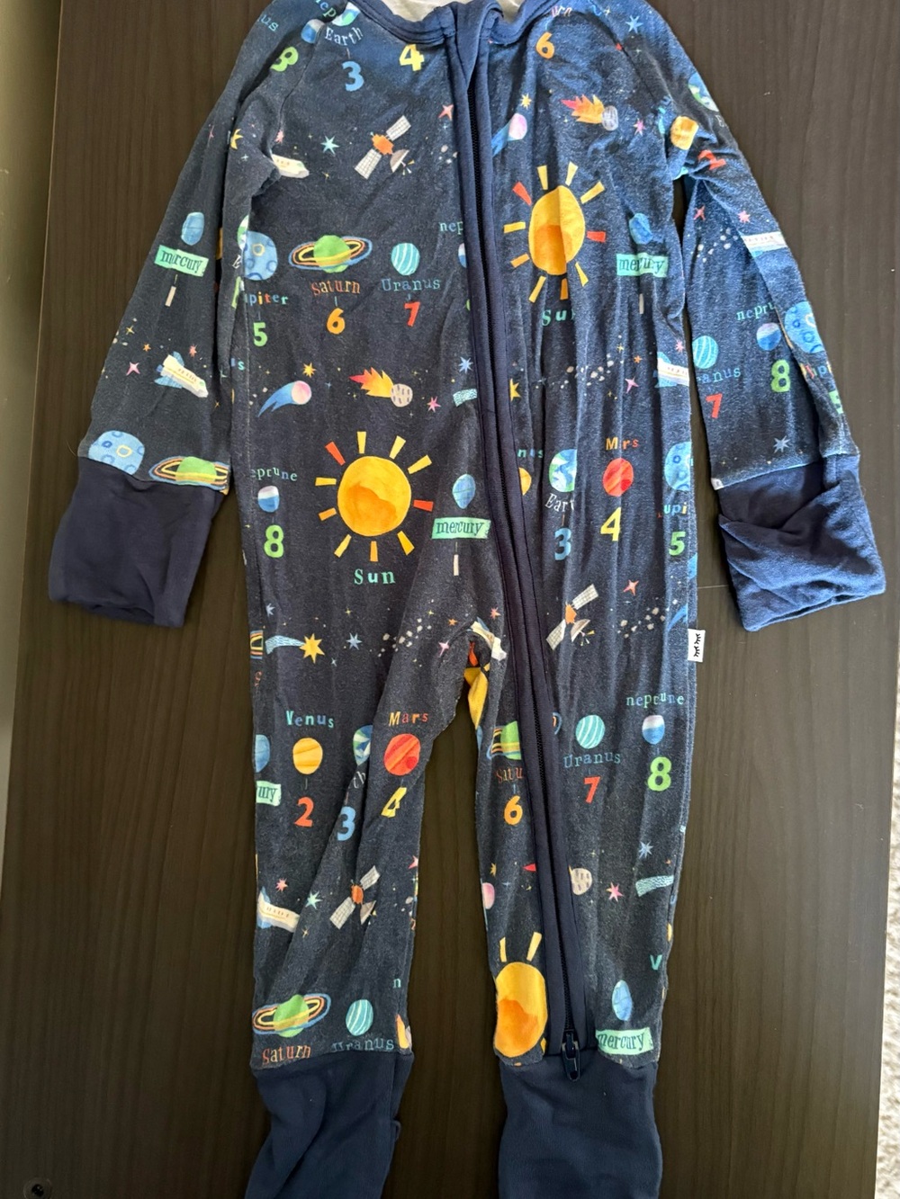Little sleepies  Space-Print One-Piece Pajamas - Navy Blue